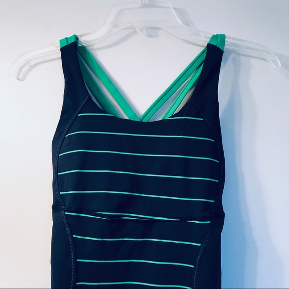 Lululemon Navy and Green Striped Tank - Picture 3 of 6